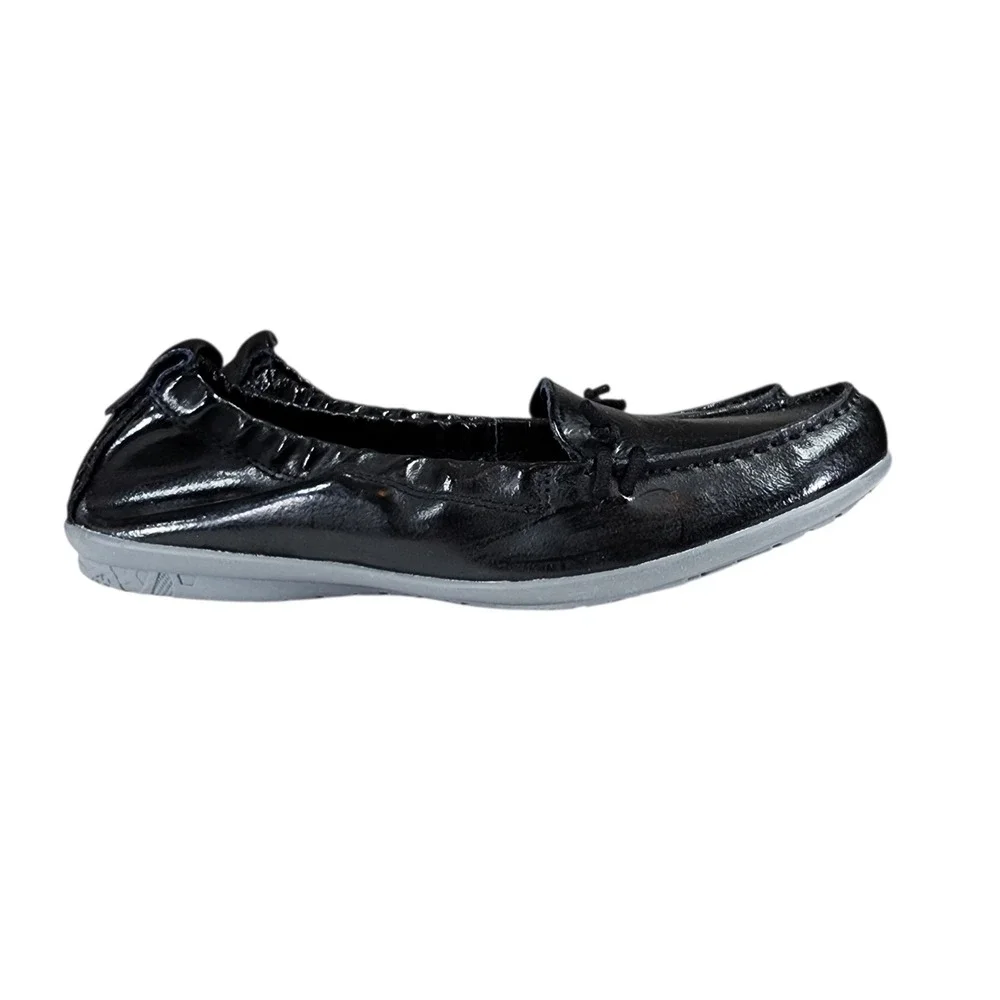 Hush‎ Puppies HOP2 Flex Slip On Flats 10 Women Ceil Black Patent Leather Loafers